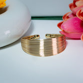 Multi-Line Textured Gold Bangle Bracelet (Free Size)