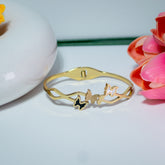 Triple Butterfly Gold Bangle Bracelet (Free Size)