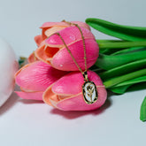 White Rose Charm Gold Pendant Necklace