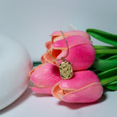 Gold Rose Medallion Pendant Necklace