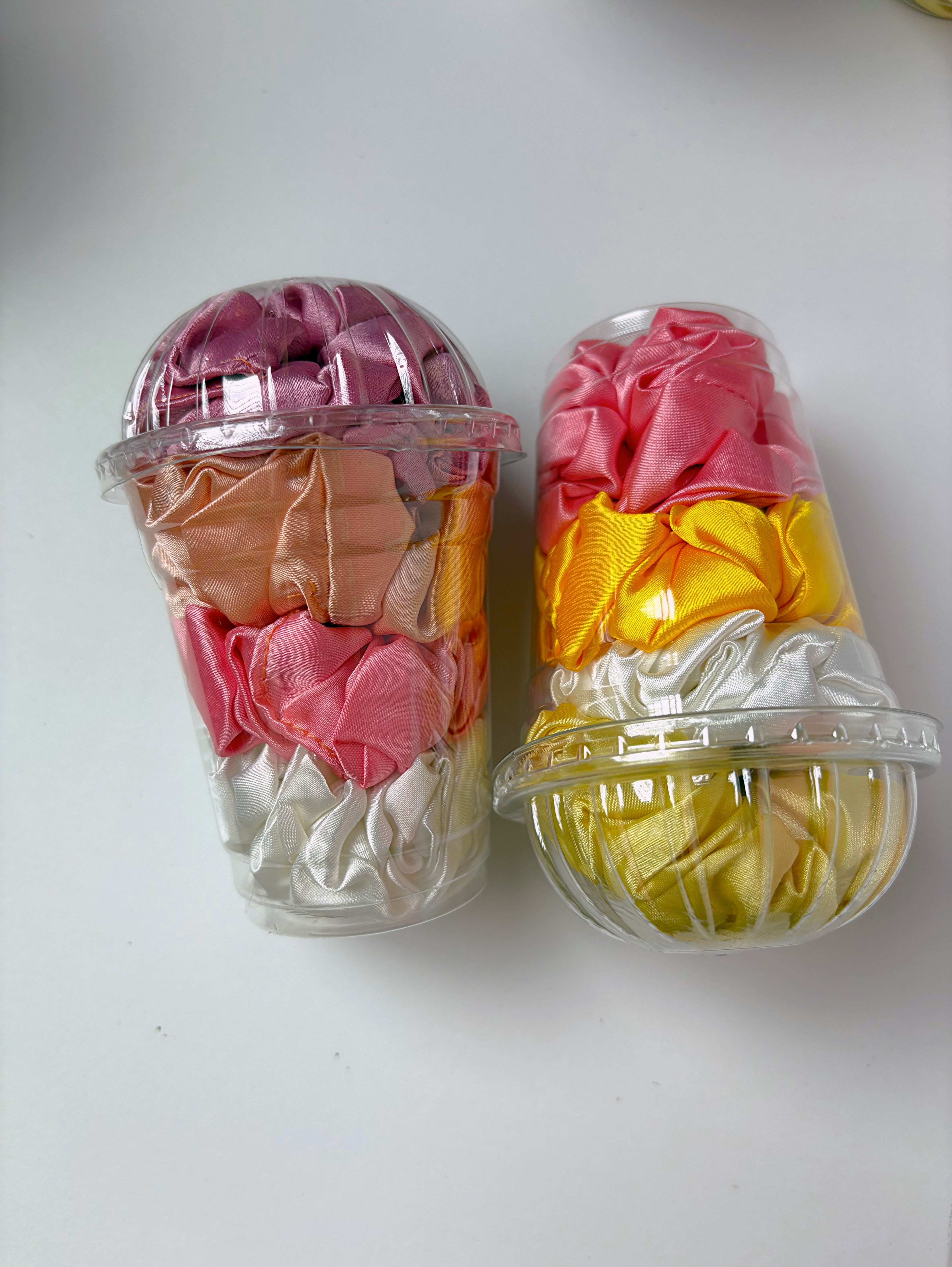 Premium Satin Scrunchie Cup Set – Soft, No-Crease Hair Ties | Trendy Gift Pack for Women & Girls (Mix Colors)