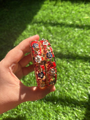 Premium Floral Enamel Bangles Set for Women | Gold Plated Designer Handcrafted Bangles