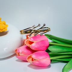 Crystal Wave Gold Bangle Bracelet (Free Size)