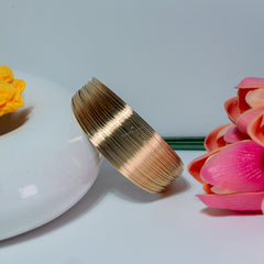 Multi-Line Textured Gold Bangle Bracelet (Free Size)