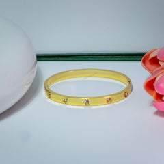 Crystal Studded Gold Bangle Bracelet (Free Size)