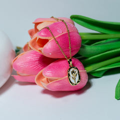 White Rose Charm Gold Pendant Necklace