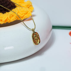 Gold Rose Medallion Pendant Necklace