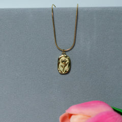Gold Rose Medallion Pendant Necklace