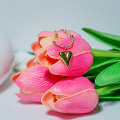 Gold Heart Charm Pendant Necklace