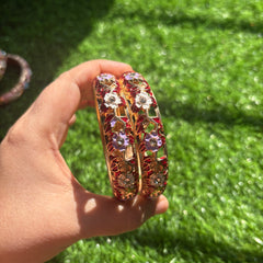 Premium Floral Enamel Bangles Set for Women | Gold Plated Designer Handcrafted Bangles