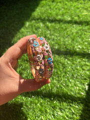 Premium Floral Enamel Bangles Set for Women | Gold Plated Designer Handcrafted Bangles